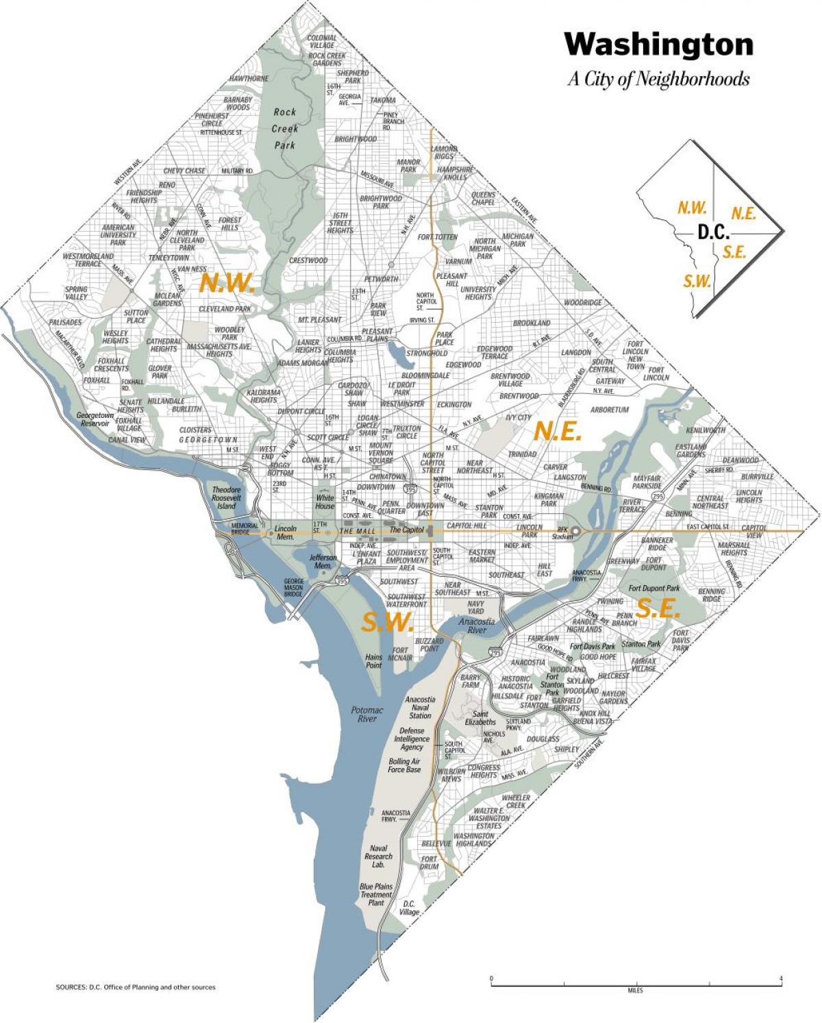 карта районов Вашингтона