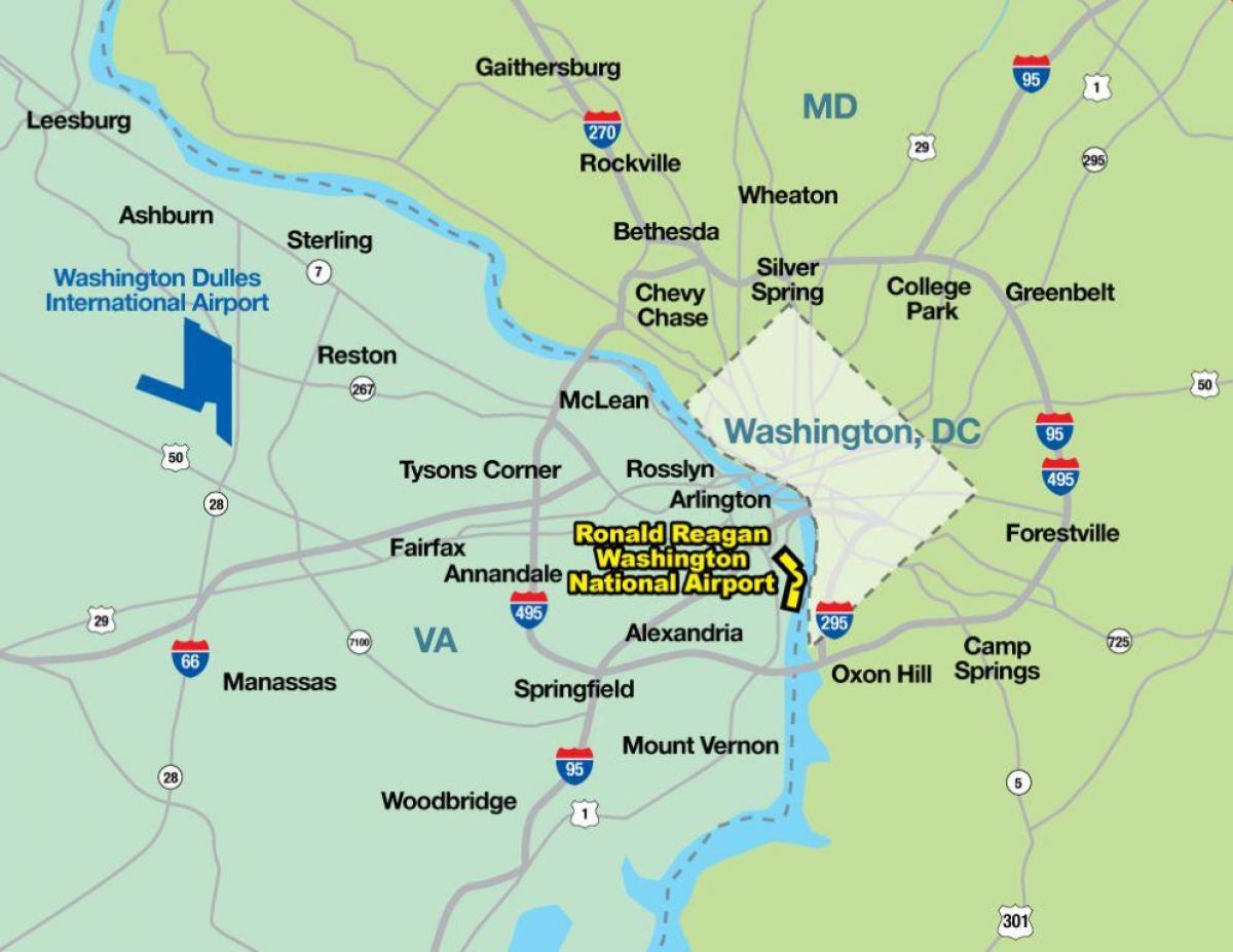 карта аэропортов Вашингтона